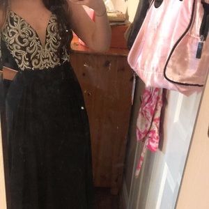 jvn by jovani Black chiffon prom dress